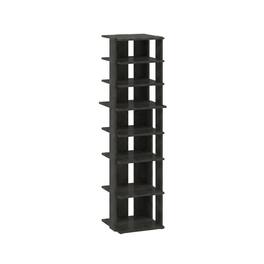 FurniFact - Brown 8-Tier Vertical Shoe Tower, Free Standing Space Saving Closet Organizer - Espresso