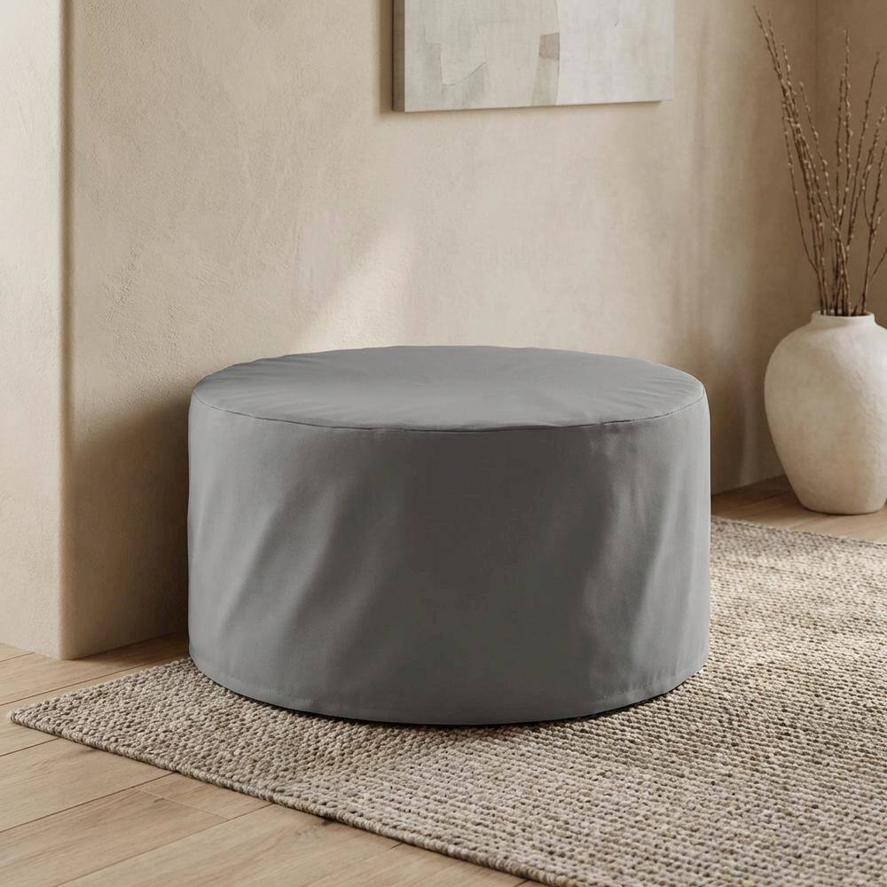Alt View 5. FurniFact - Round outdoor coffee table cover with waterproof fabric for weather protection - Gray.