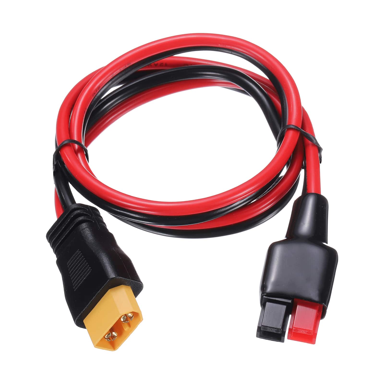 Unique Bargains - 300VDC XT60 Extension Cable, XT60 Male to Battery Connector for RC/Solar/Power Station - Black/Red