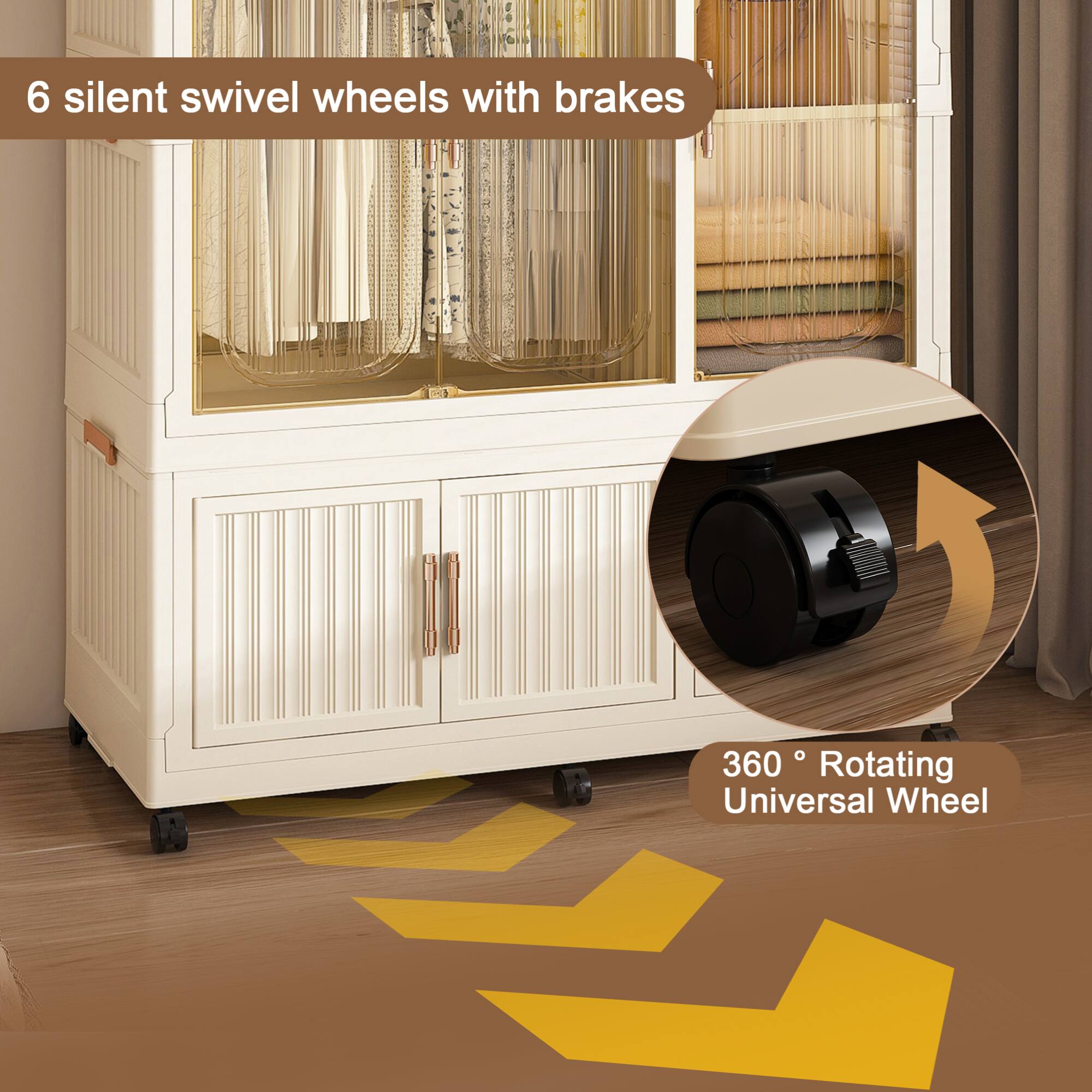 6 silent swivel wheels with brakes

360° Rotating Universal Wheel