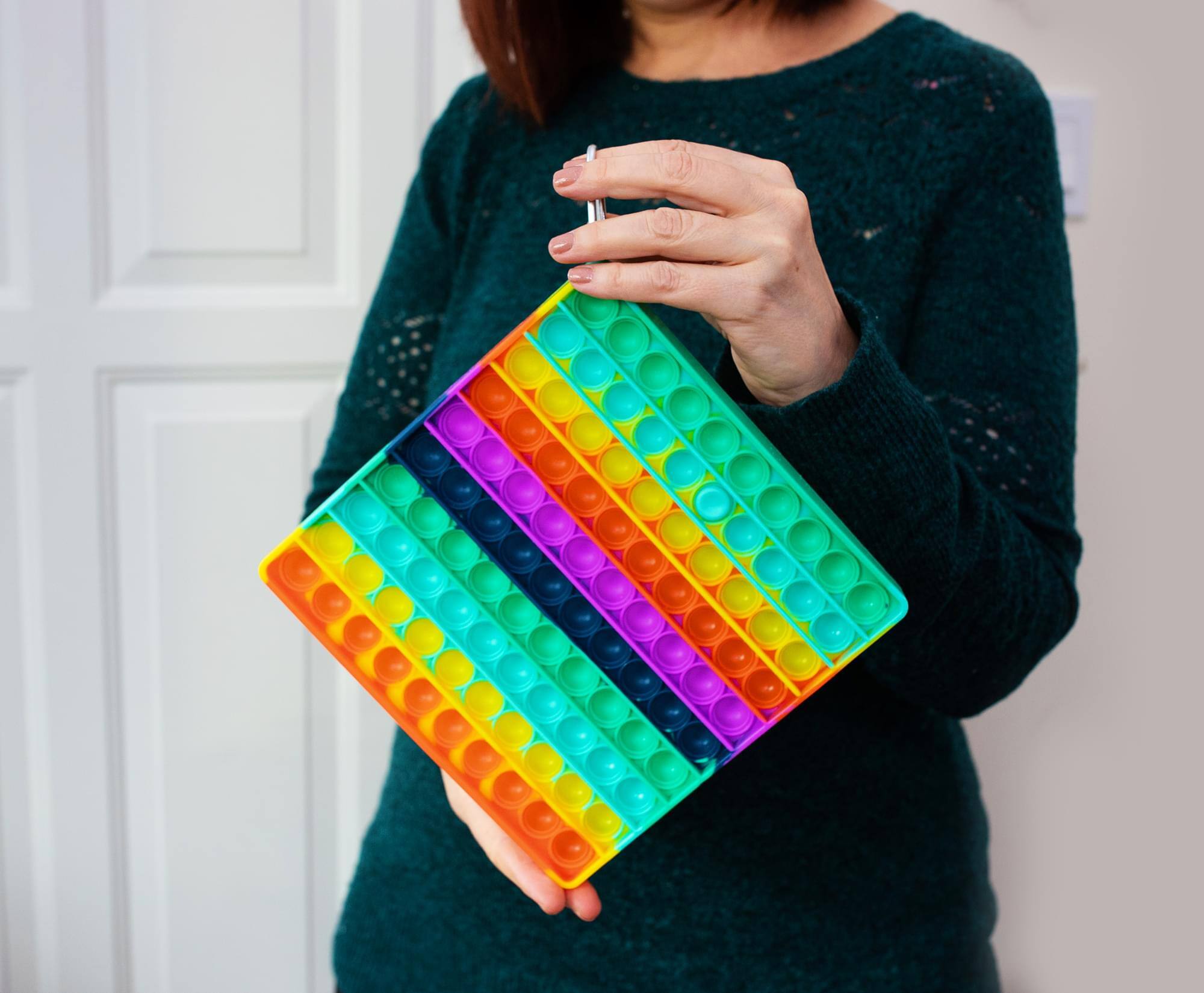 Alt View 2. Toynk - Rainbow Square 100-Button Silicone Pop Fidget Toy - Rainbow.