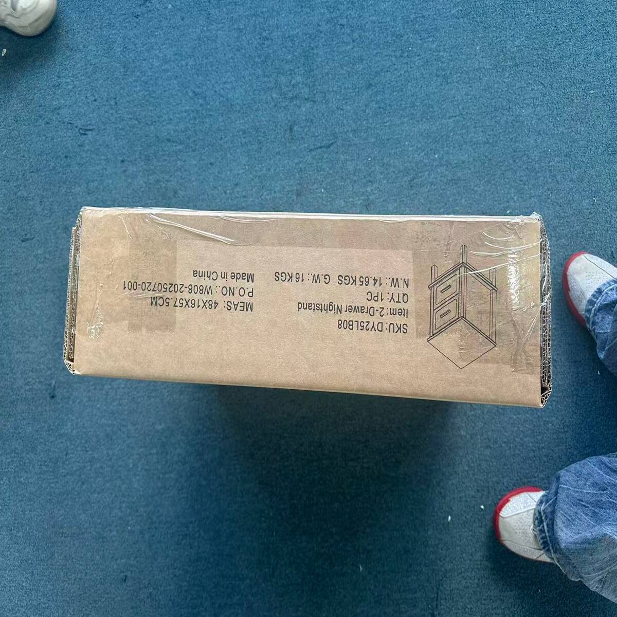 China in Made G.W.: 16KGS  
14.65KGS  
W808-20250720-001  
N.W.:  
P.O.NO.  
1PC  
QTY:  
48X16X57.5CM  
MEAS:  
Nightstand 2-Drawer  
Item:  
SKU: DY25LB08