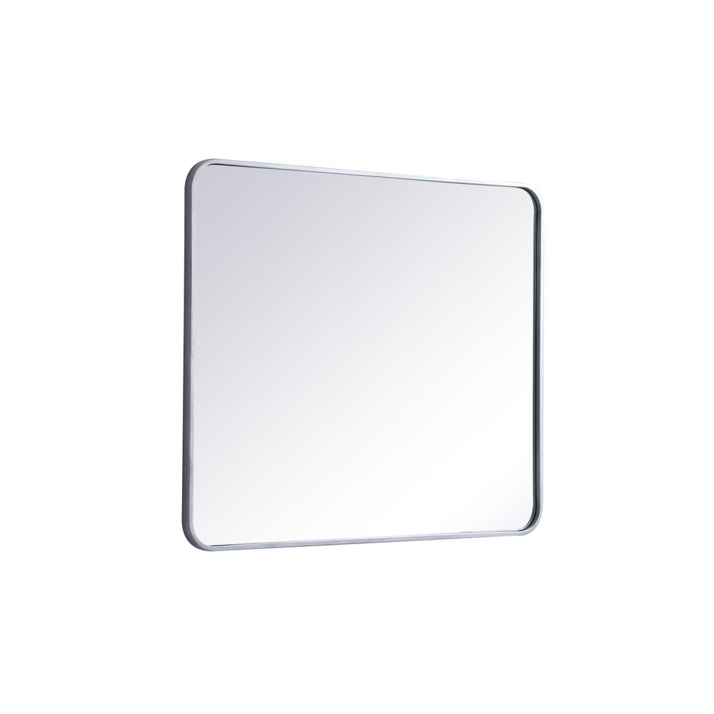 Alt View 1. Elegant Decor - Soft corner metal rectangular mirror 30x36 inch in Silver - Silver.