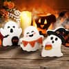 Front. Sunoyar - Halloween Wooden Ghost Tiered Tray Decorations 3 Piece Set - White.
