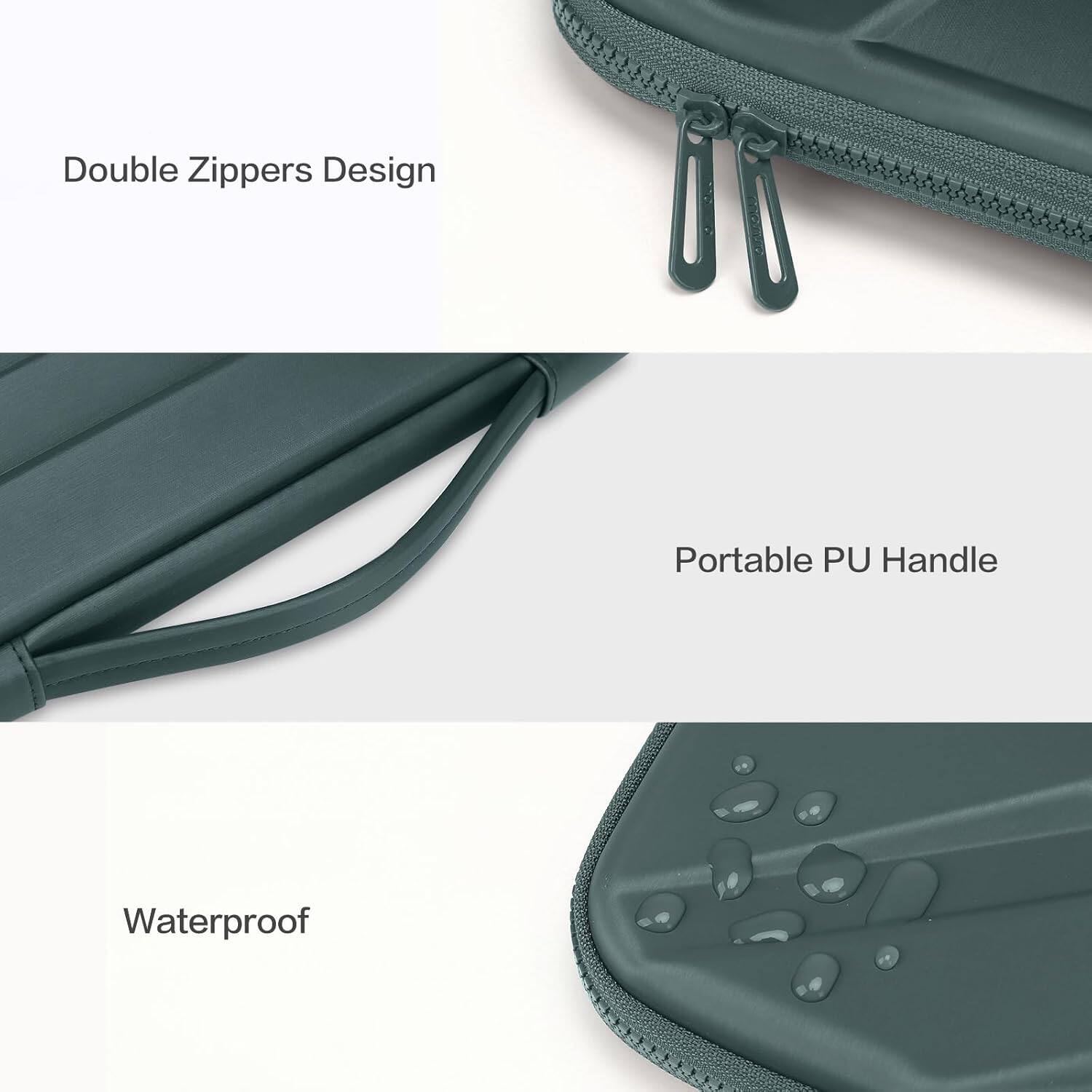 Double Zippers Design  
Portable PU Handle  
Waterproof