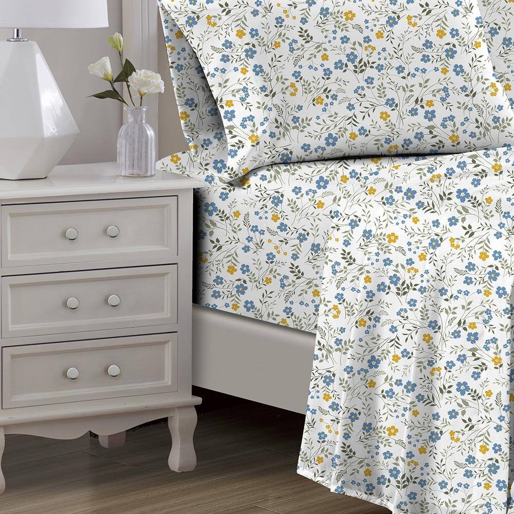 Alt View 1. RT Designers Collection - RT Designers Collection Sara 1000 Thread Count CVC Ultra Soft Sheet Set Blue Twin - Blue.