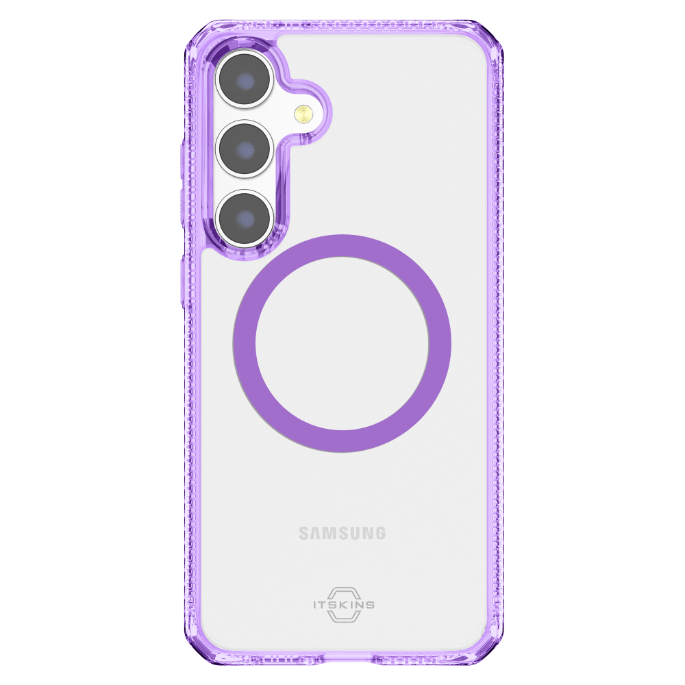 Front. Itskins - Hybrid_R Clear MagSafe Case for Samsung Galaxy S25 - Purple.