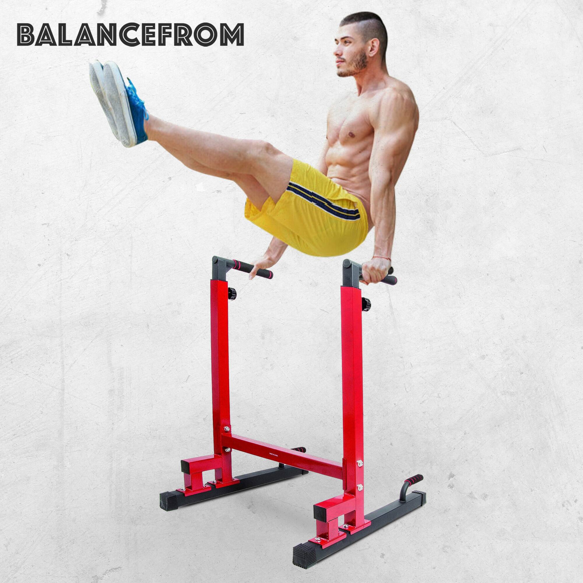 Alt View 3. BalanceFrom Fitness - BalanceFrom Multi-Function Home Gym Exercise Dip Stand, 500lb Capacity, Red - Red.