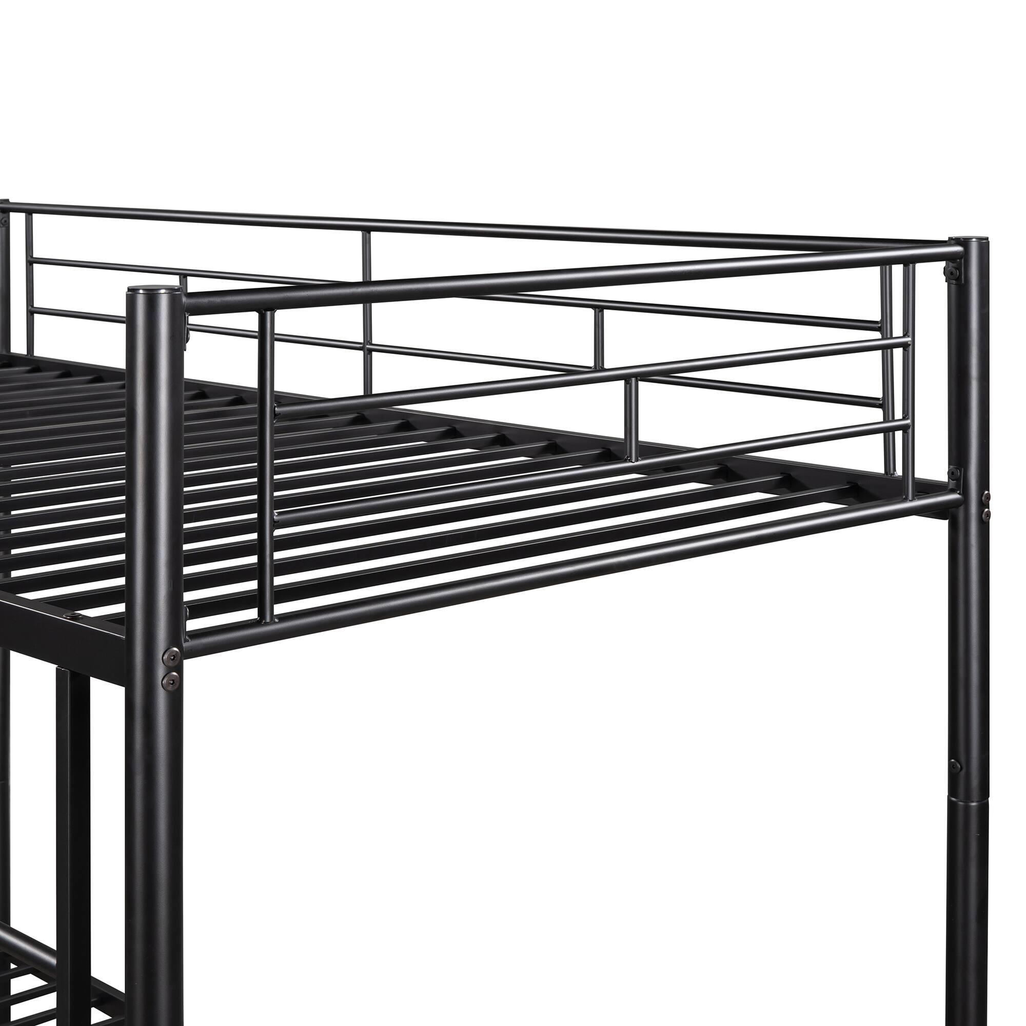 Back. Spaco - Spaco Twin Over Twin Convertible Metal Bunk Bed, Heavy Duty Steel with Wear-Resistant Finish, for Bedroom, Kids Room - Black.