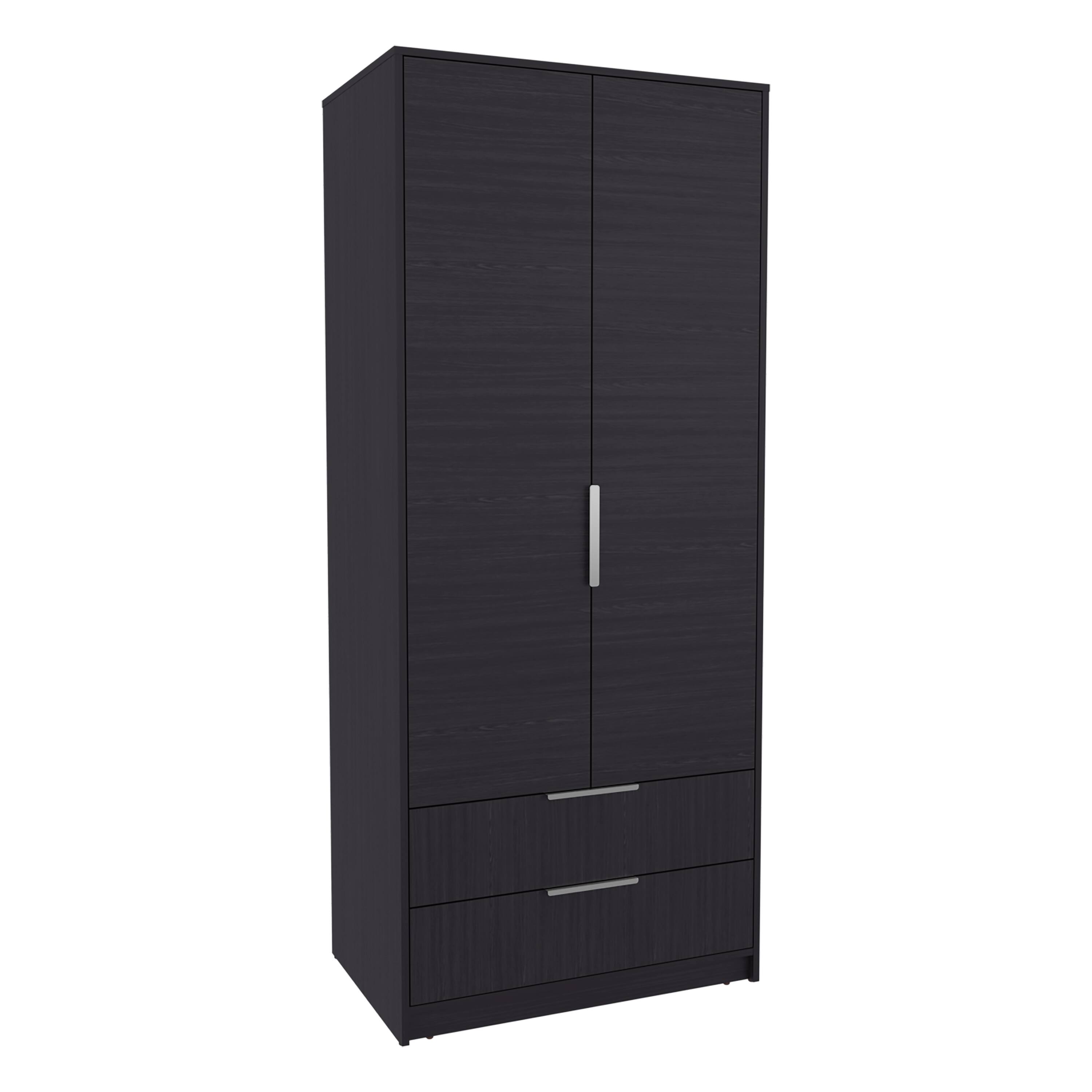 Alt View 1. TuHome - Wenden Armoire Double Doors, Two Drawers, Hanging Rod An Interior Shleves, Wardrobe - Black.
