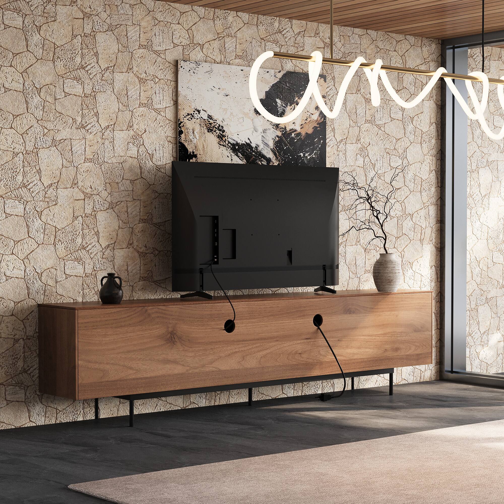 Alt View 1. luck idea - 70.87" TV Stand,tv console Suitable for TVs up to 70 inches. - Walnut color.