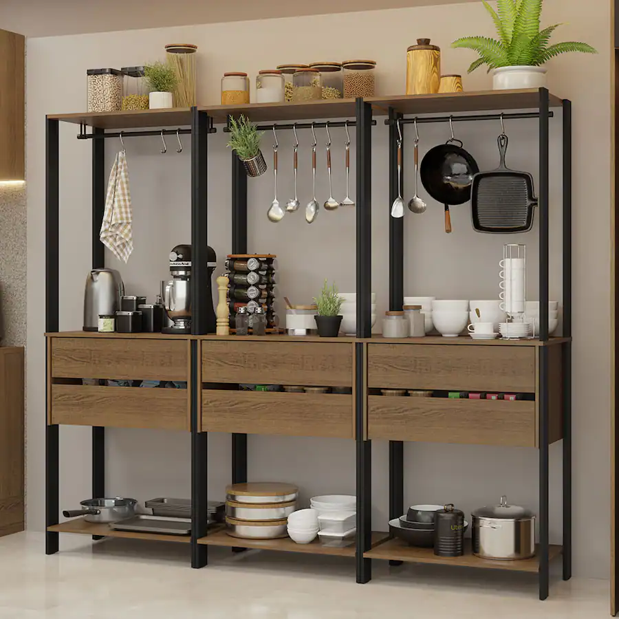 Kitchen Storage Rack A800 Madesa Kitchen Pantry Storage Rack with 6 Drawers and Hanging Spaces 82 ...