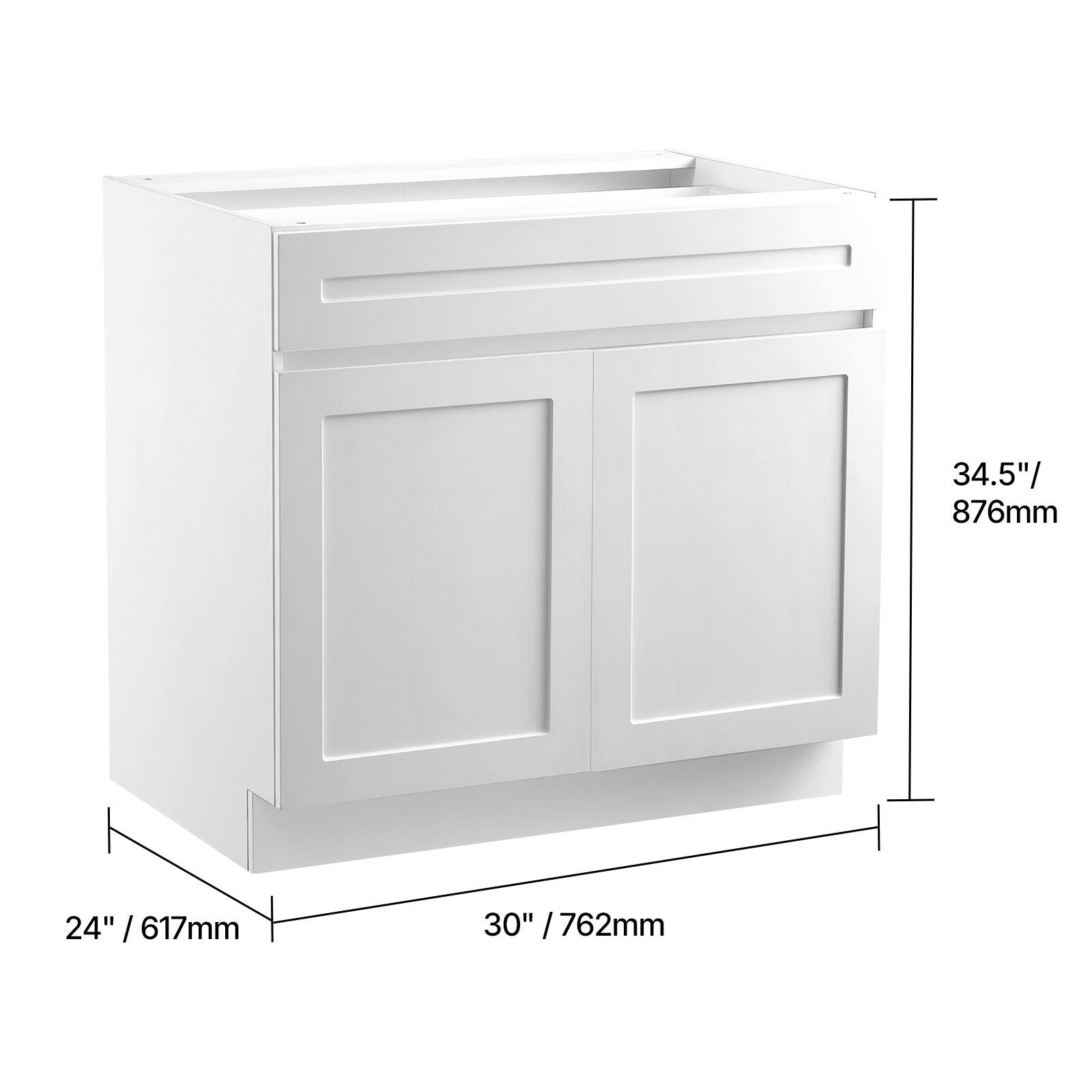 34.5" / 876mm  
24" / 617mm  
30" / 762mm