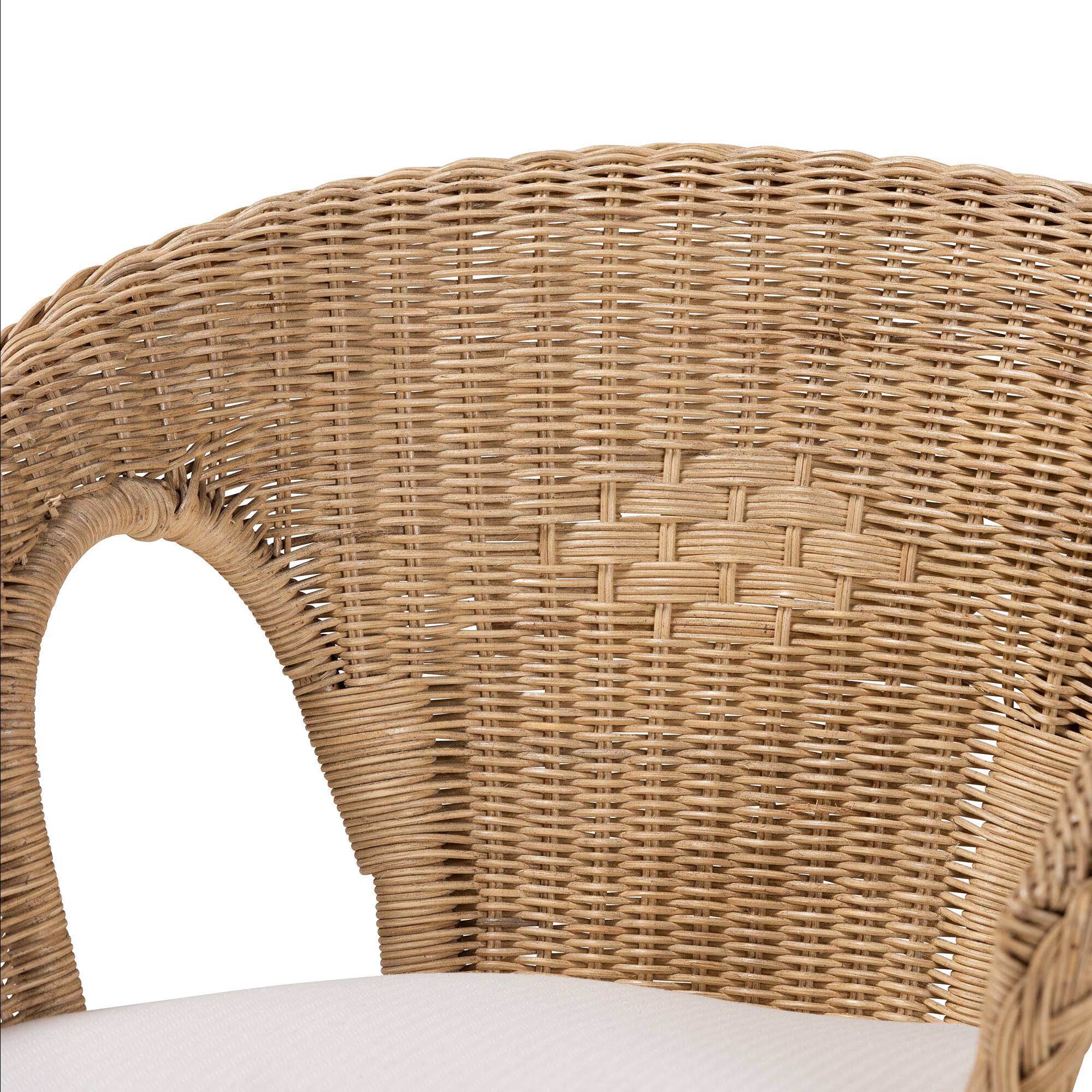 Alt View 1. bali & pari - Abbey Modern Bohemian Antique Rattan Dining Chair - White/Natural Brown.