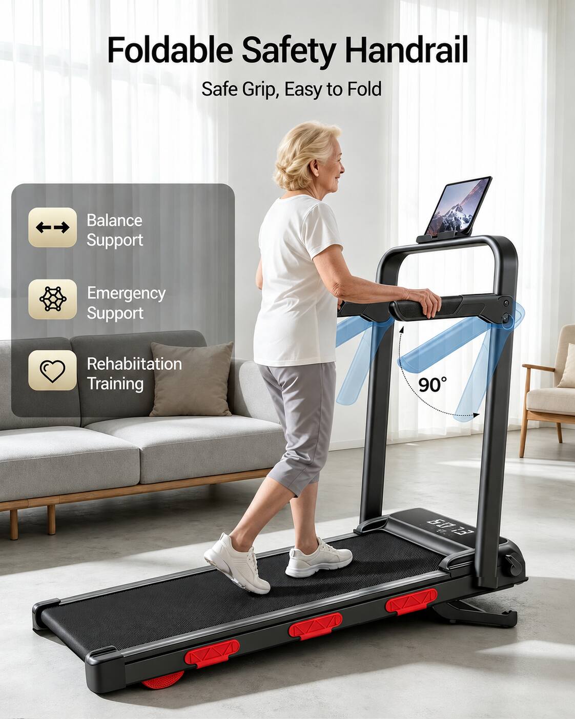 Foldable Safety Handrail Safe Grip, Easy to Fold Balance Support Emergency Support Rehabilitation Training 90