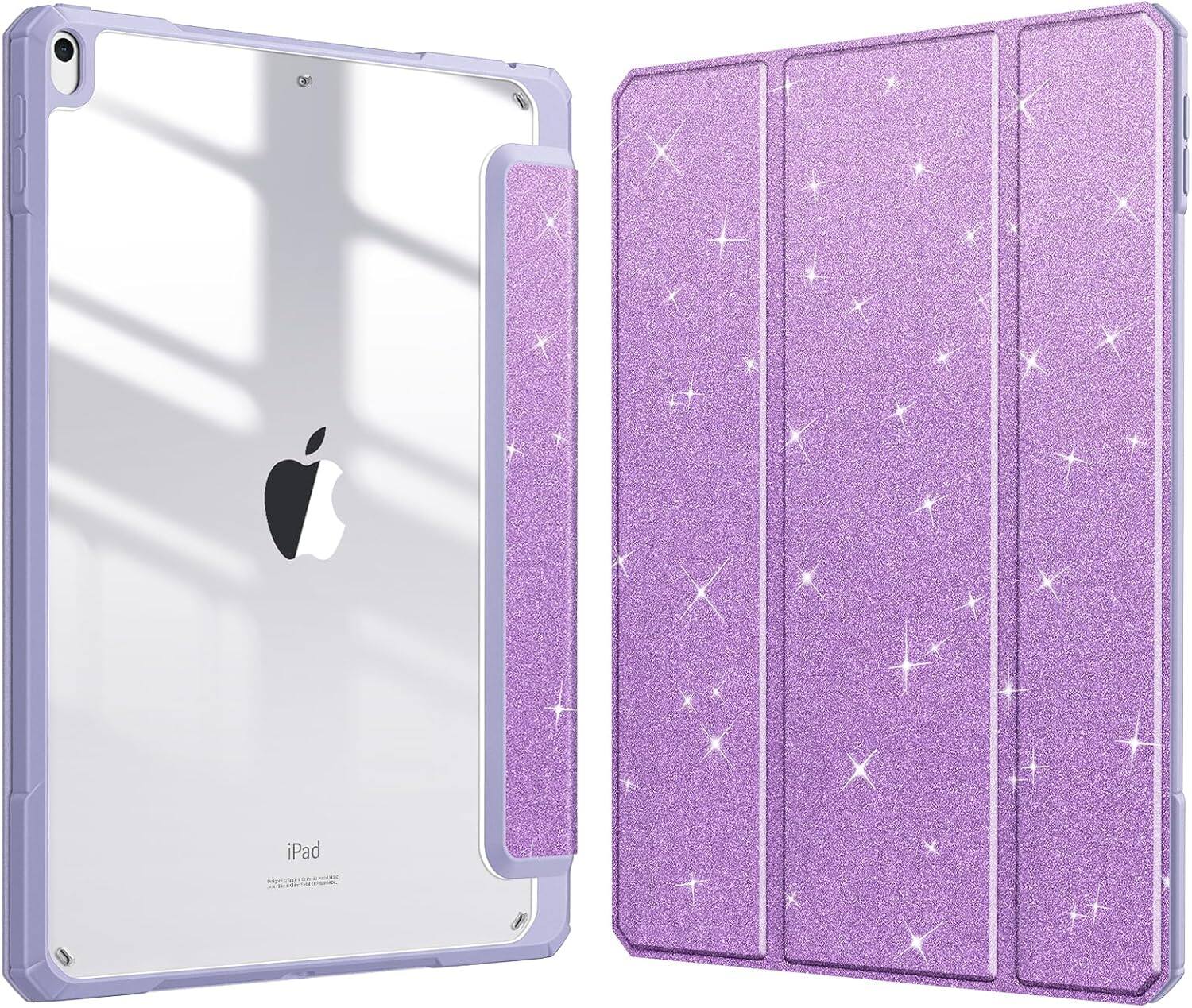 Fintie - Clear Case for iPad Air 3rd Generation 2019 / iPad Pro 10.5" 2017 Slim Hybrid Shockproof Hard PC Back Cover - Glittering Purple