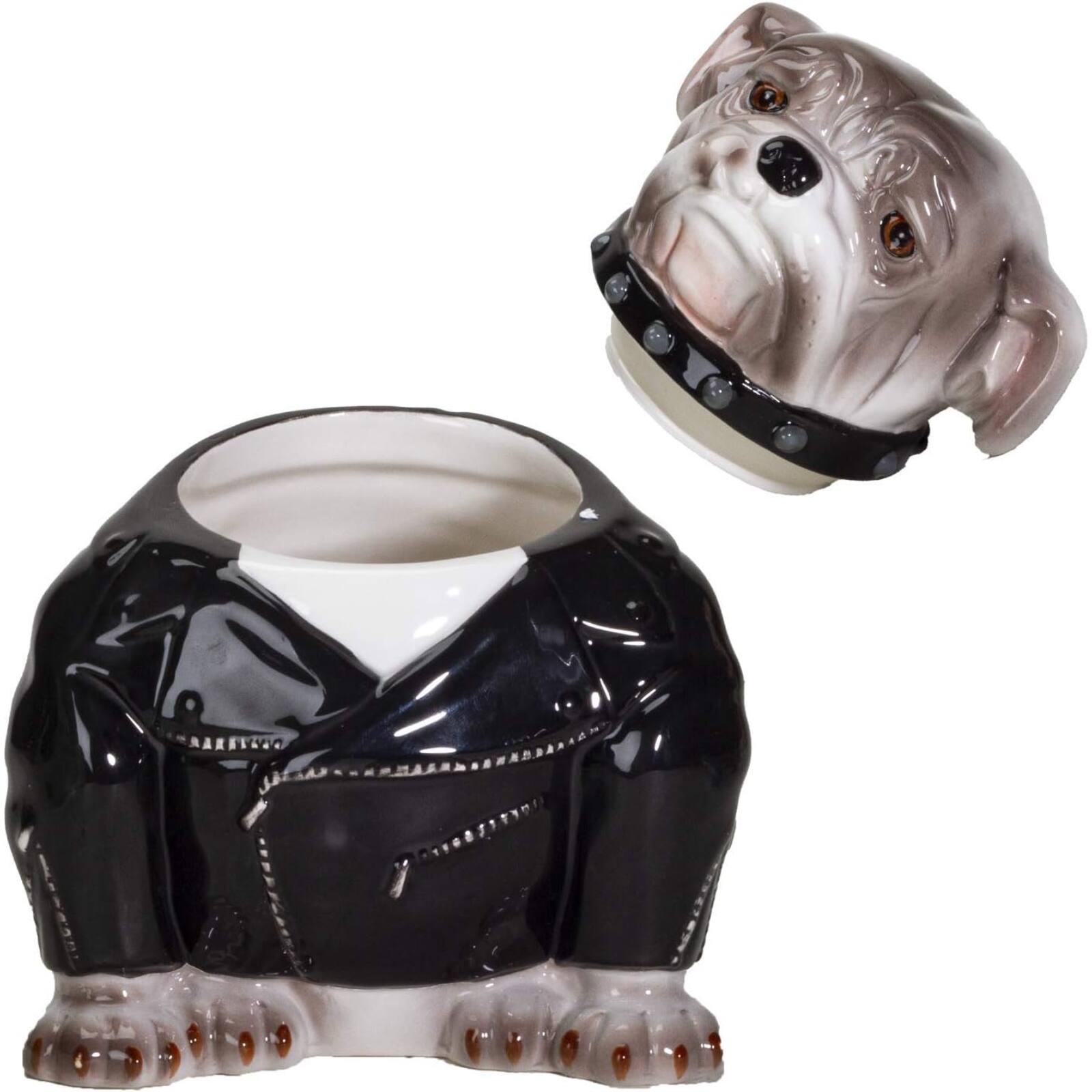 Alt View 2. Pacific Trading - Punk Rocker Bulldog Styling in a Leather Jacket with Collar Ceramic Cookie Jar - Multicolor.