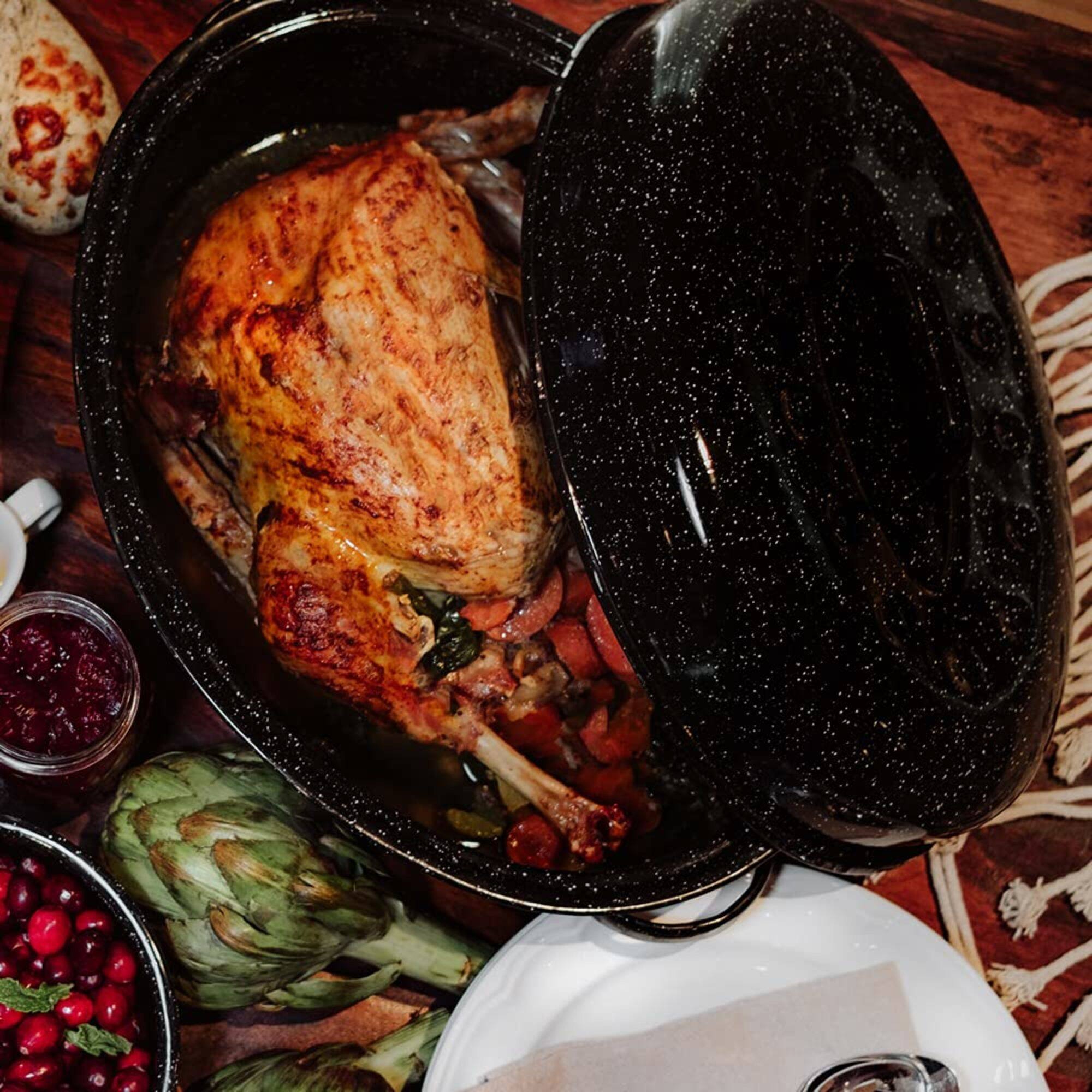 Alt View 1. Granite Ware - Granite Ware 18-Inch Covered Oval Roaster - Speckled Black - Speckled Black.