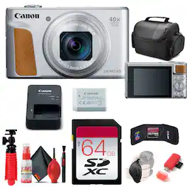 Canon - PowerShot SX740 HS Camera (2956C001) + 64GB Card + More (International Version) - Silver