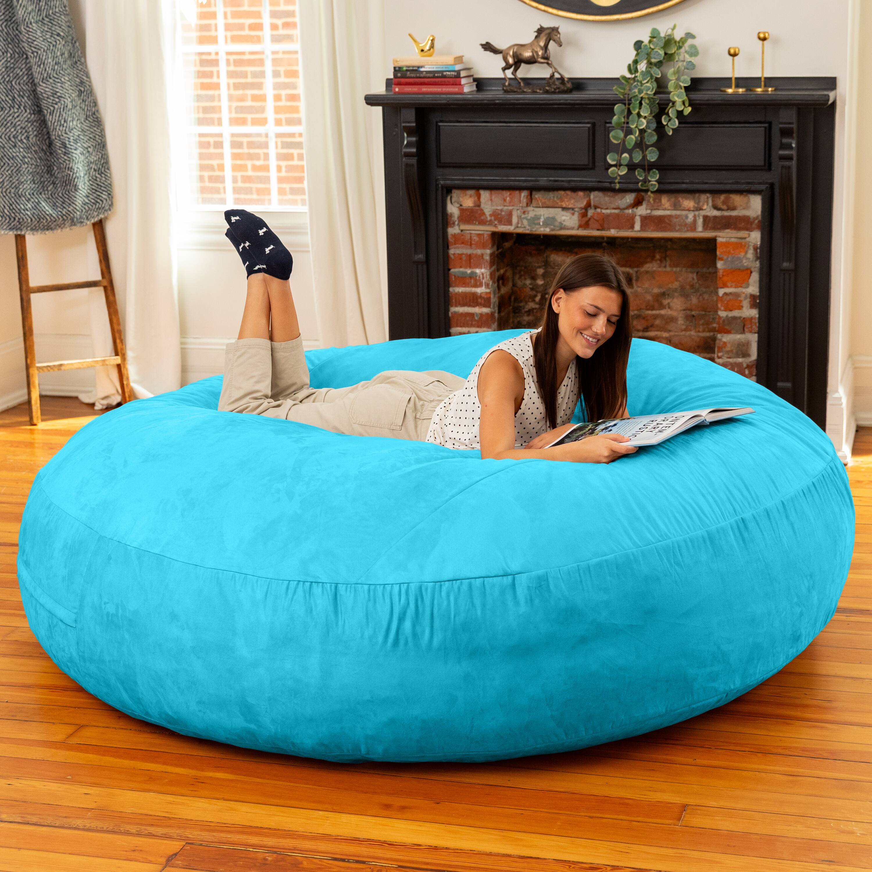 Alt View 3. Jaxx - Jaxx 6 Foot Cocoon - 2-in-1 Convertible Bean Bag Bed & Large Bean Bag Chair for Adults, Microsuede Teal - Microsuede Teal.