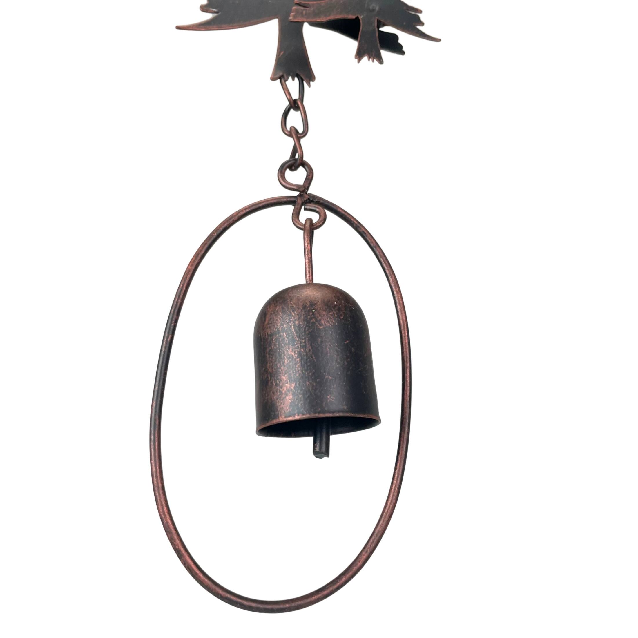 Alt View 9. Things2Die4 - 70" Metal Rain Chain - Forest Trees & Zen Bells, Aged Bronze, 3.25" Diameter - Brown.