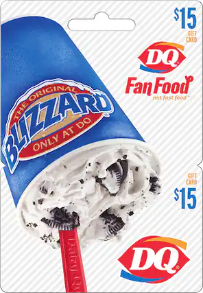 Front. Dairy Queen - $15 Gift Card.