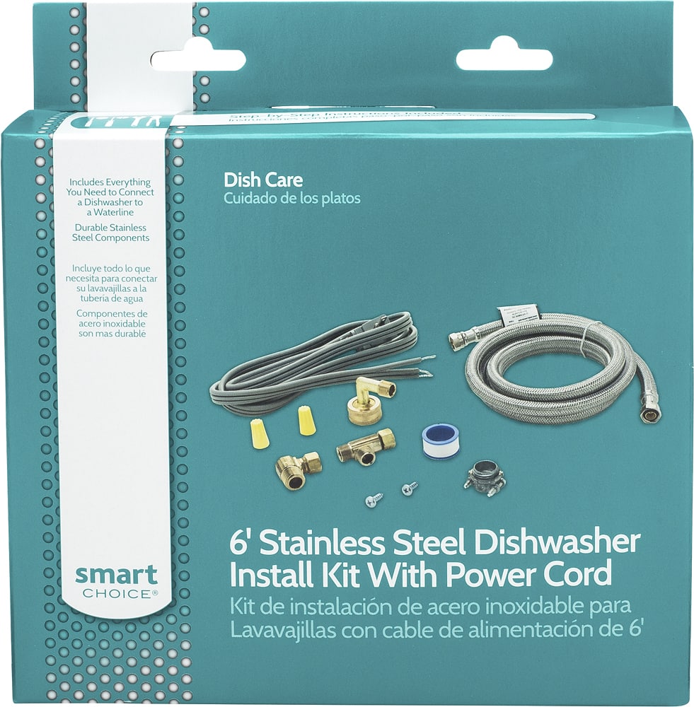 Front. Smart Choice - Dishwasher Water Line and Power Cord Kit - Silver.