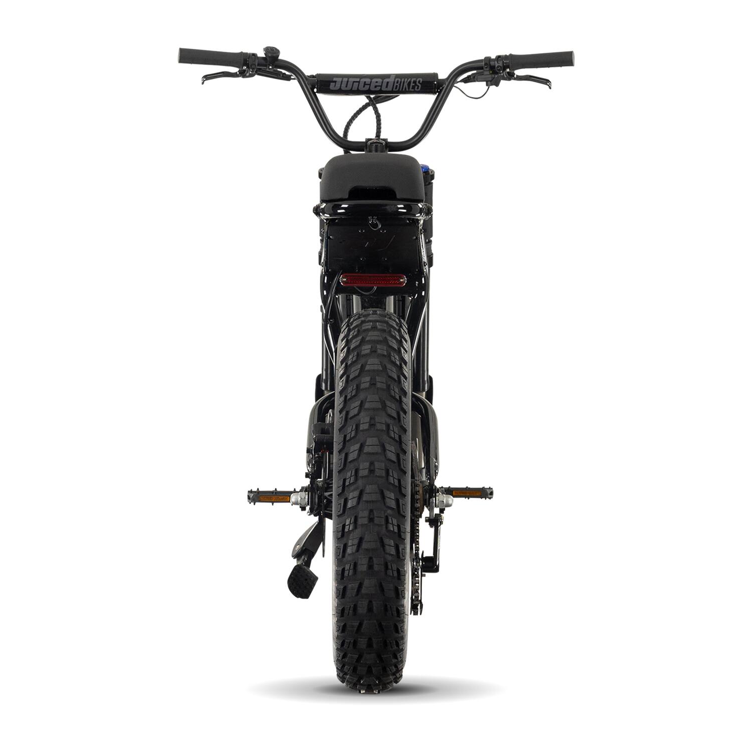 Alt View 2. Juiced Bikes - Scrambler Full Suspension eBike (Max 60mi/28mph) + Headplate/Handlebar Bag & Pad/Fenders/Sticker Pack - Blackberry.