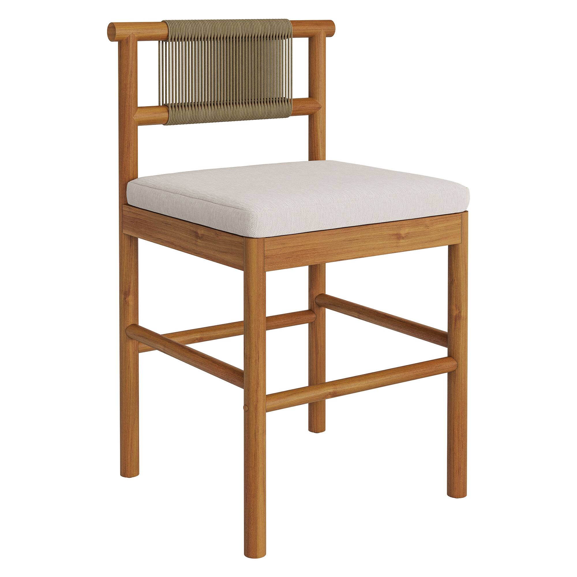 Alt View 2. Modway - Eleni Outdoor Teak Wood Counter Stools Set of 2 by Modway - Natural Sail.