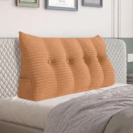 wowmax - Wedge Pillow Headboard for Full - Bed Wedge with Side Pocket & Soft Cover - Pink