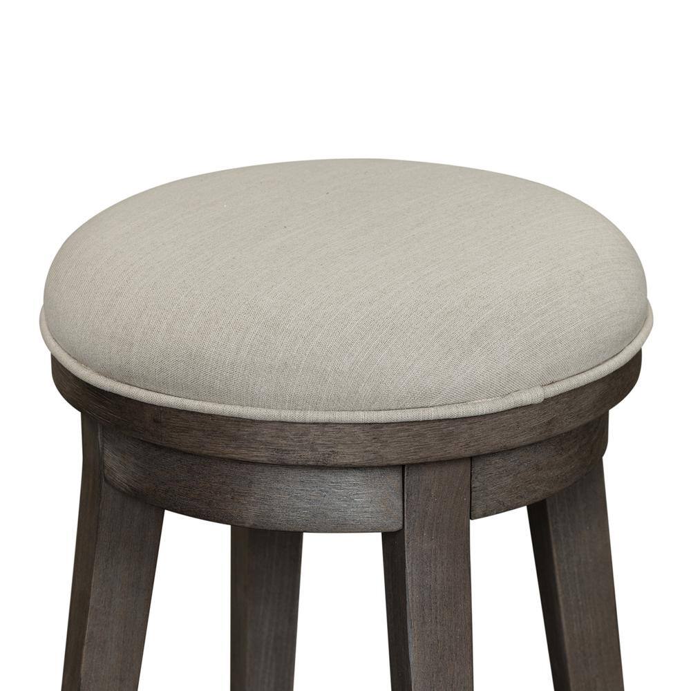 Back. Liberty Furniture Industries - Modern Farmhouse Console Swivel Stool in Dusty Charcoal w/ Heavy Distressing - Gray.