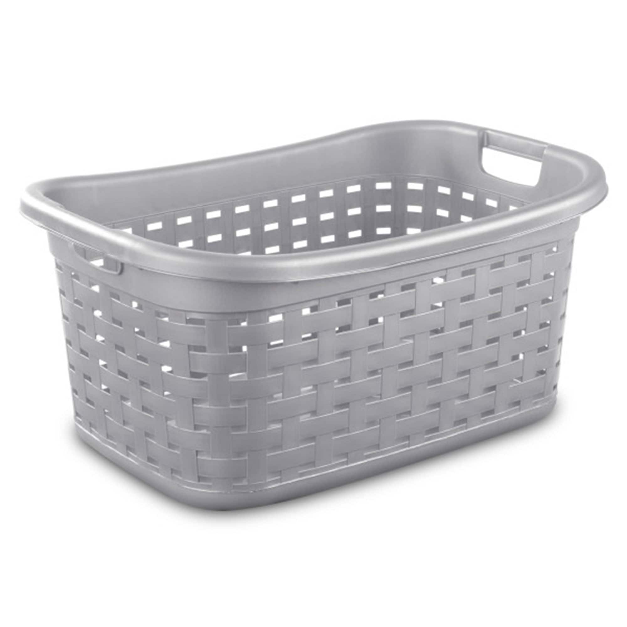 Sterilite - Weave Laundry Basket, Plastic Clothes Hamper w/Handles, 6 Pack, Cement