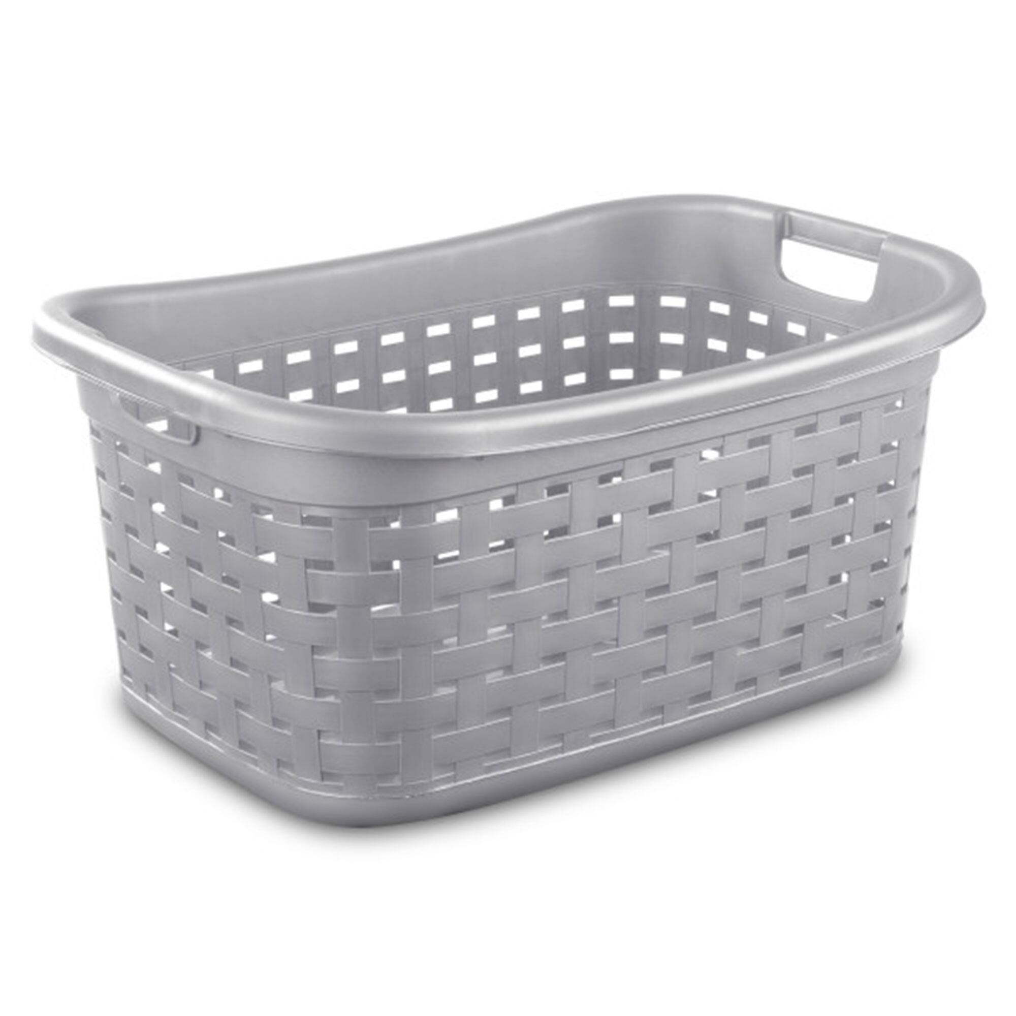 Front. Sterilite - Sterilite Weave Laundry Basket, Plastic Clothes Hamper w/Handles, 6 Pack, Cement.