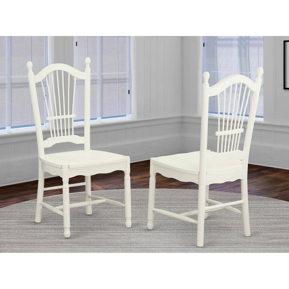 Angle. East West Furniture - Dining Room Set Linen White - Brown.