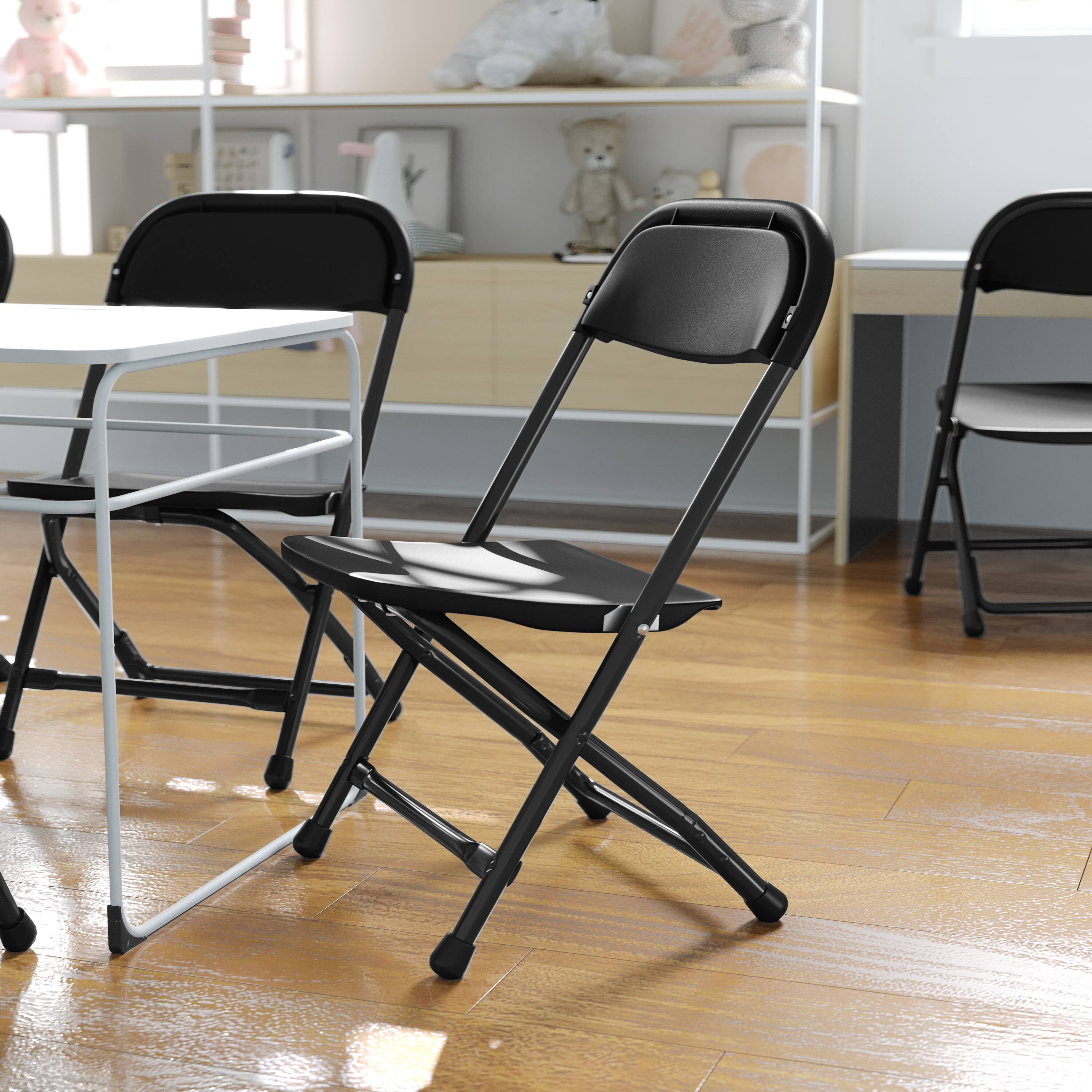 Alt View 2. Flash Furniture - Timmy 2 Pack Kids Black Plastic Folding Chair - Black.