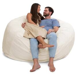 Ultimate Sack - 6ft Bean Bag Chair, Oversized Indoor Comfy Lounger, Fur - Ivory