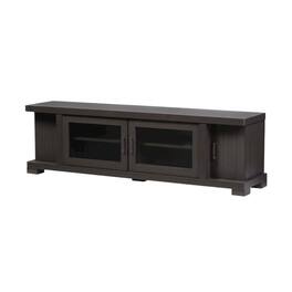 FurniFact - Contemporary Wood TV Stand with Glass Doors and Elegant Finish - Brown