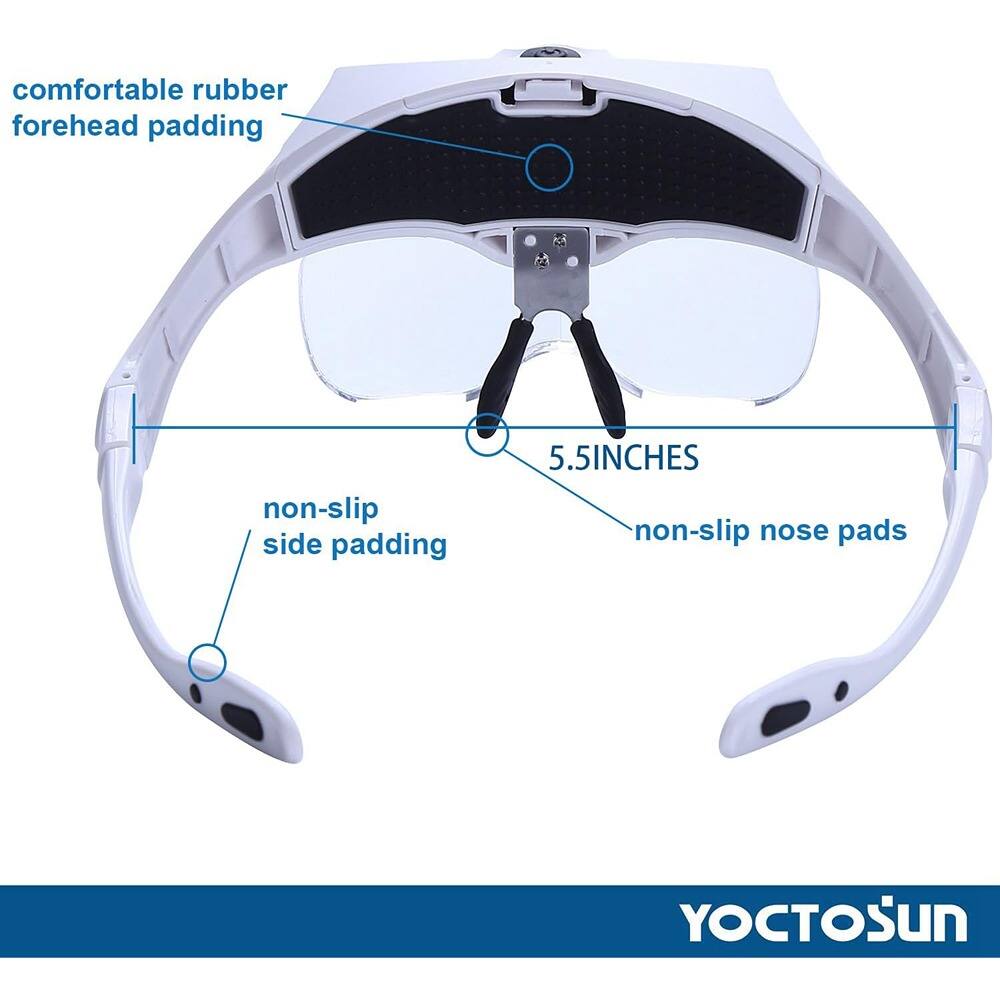 - Comfortable rubber forehead padding
- Non-slip side padding
- 5.5 inches
- Non-slip nose pads
- Yoctosun