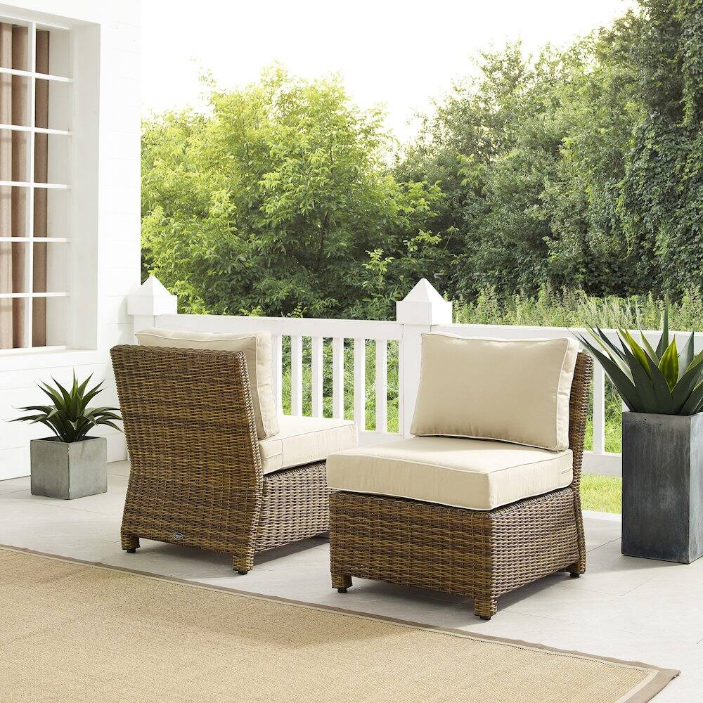Alt View 9. Crosley Furniture - Bradenton 2Pc Armless Wicker Outdoor Chair Set - 2 Armless Chairs - Sand.