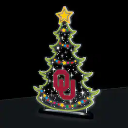 Evergreen Enterprises - Oklahoma Sooners 10" LED Tabletop Christmas Tree Desklite Sign - Green