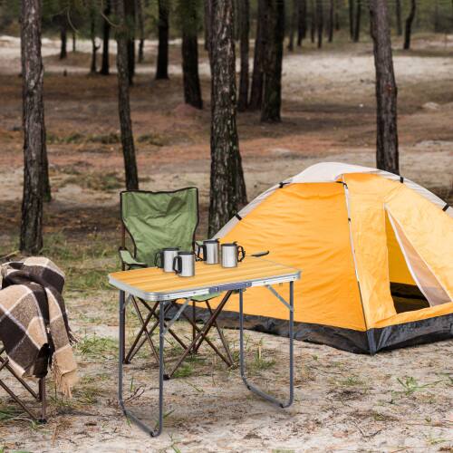 Alt View 9. Winado - 2.3 FT Portable Plastic Folding Table Perfect for In/Outdoor Garden Dining Camping Picnic Party - Wood Grain.