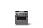 Front. Viking - 5.1 Cu. Ft. 36"W Freestanding Gas Sealed 4 Burner Range with Griddle - Damascus Gray.