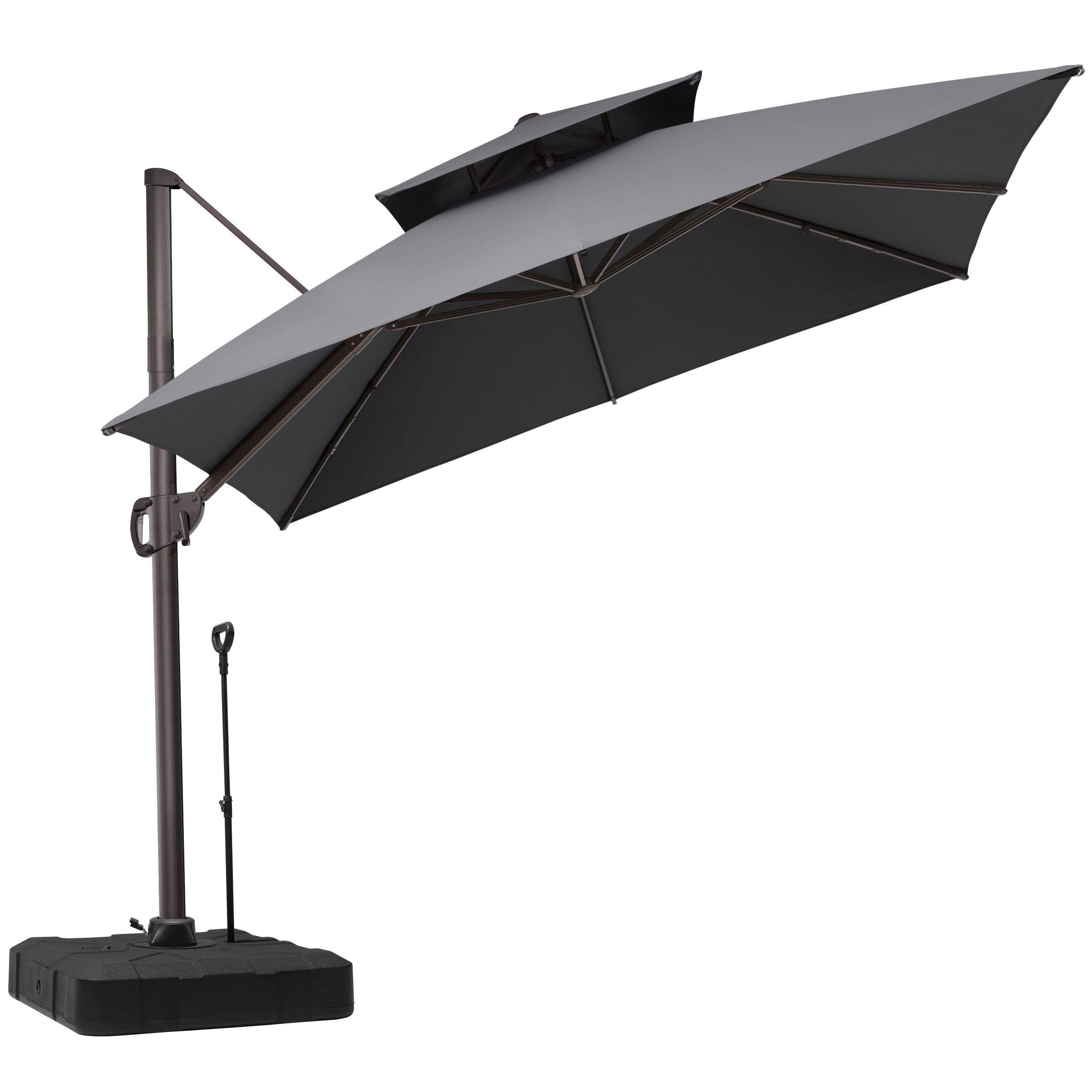 Crestlive Products - 10x10ft Aluminum Double Top Crank Cantilever Patio Umbrella with Base - Dark Gray price history on PriceWatchPro