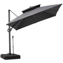 Crestlive Products - 10x10ft Aluminum Double Top Crank Cantilever Patio Umbrella with Base - Dark Gray