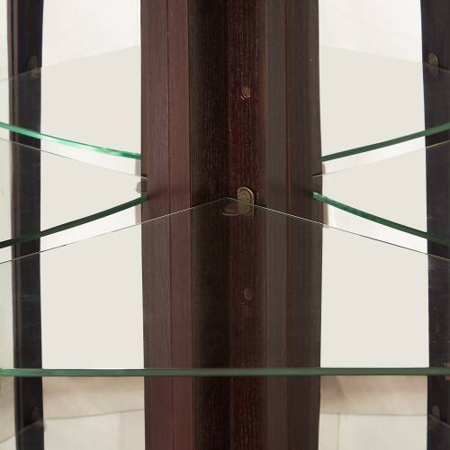 Back. LUCKY ONE - 15.35in Freestanding Corner Curio Cabinet with Tempered Glass Shelves LED Light Display for Bar Collectibles - Cherry.