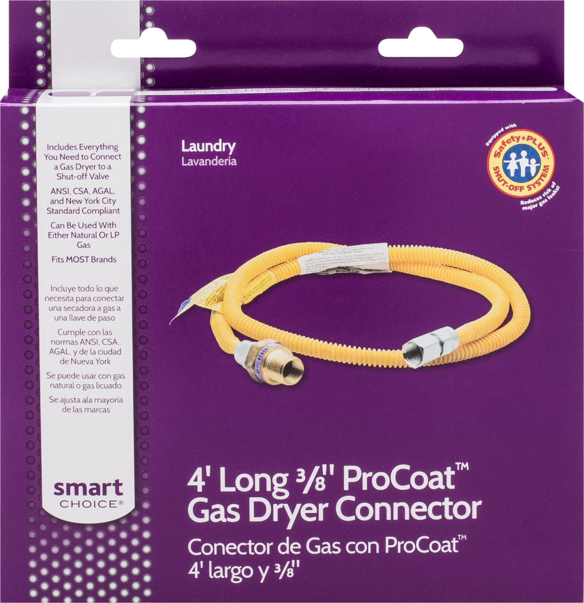 Smart Choice 4' Long 3/8 ProCoat Gas Dryer Connector