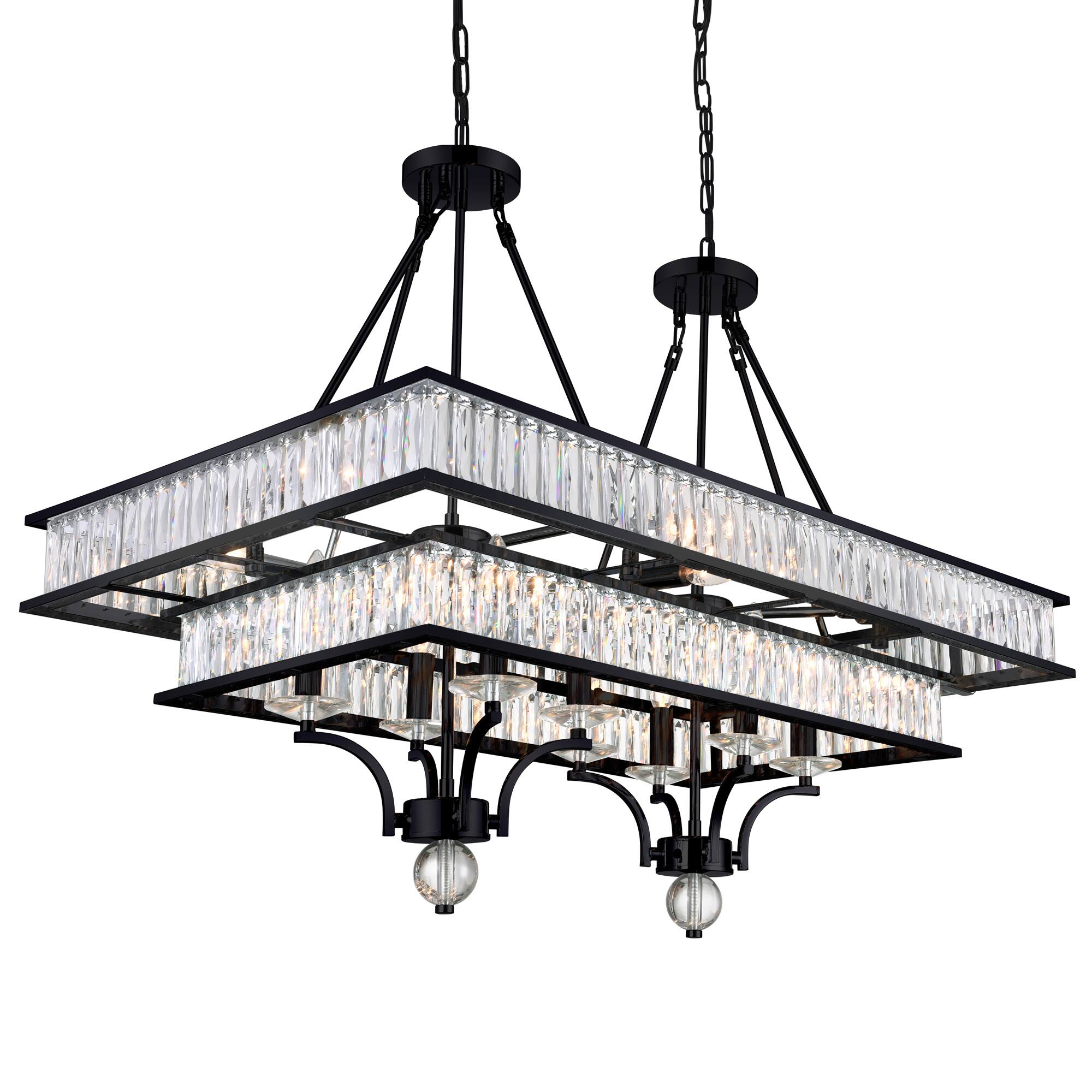 Angle. CWI Lighting - Shalia 16 Light Island Chandelier With Black Finish - Black.