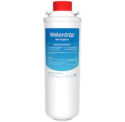 Waterdrop WD-W283-R
Operating specification:
Capacity: 1,000 gallons (3.566 liters)
Flow rate: 0.5 gpm (1.9 l/min)
Pressure: 10-100 psi (0.69-6.9 bar)
Temperature: 35-100°F (1-38°C)
Filter life: up to 12 months or 3,000 gallons, whichever comes first
Chlorine reduction
Warning:
Do not use water that is microbiologically unsafe without adequate disinfection before using the filter.
Installation date:
Made in China
EPA Ex. No. 9002-CHN
Qingdao Ecopure Filter Co., Ltd.
163-233, Jiaozhou Road, Jiaozhou, China