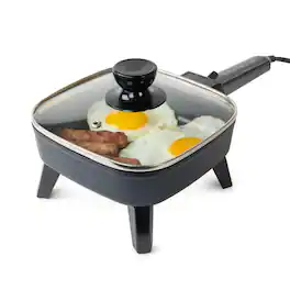 HomeCraft - 7-in. Electric Non-Stick Skillet - Black