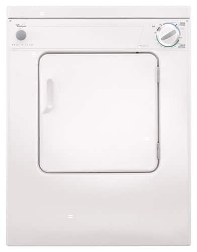 Whirlpool LDR3822HQ 24 Inch Compact Electric Dryer w/ 3 Automatic Cycles &  Gentle Heat System: White